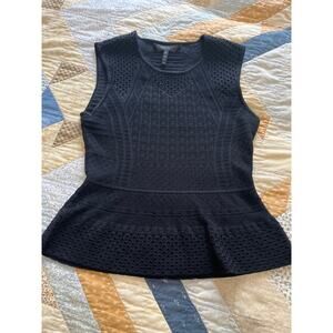BCBGMAXAZRIA Jaylenne knit jacquard peplum top black medium